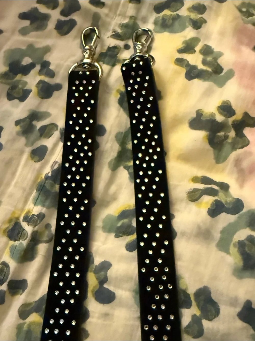Bandolier Hailey Rhinestone Strap in Black Velvet  and Silver Rhinestones New